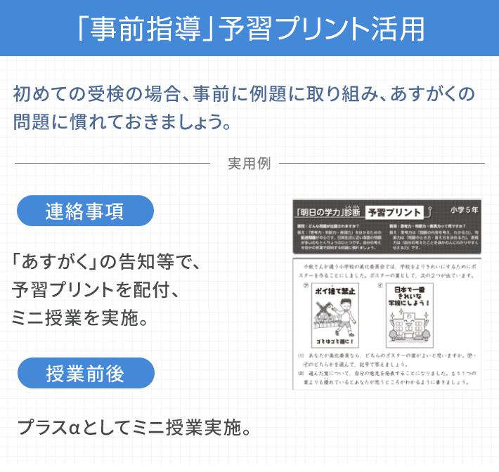 「事前指導」予習プリント活用